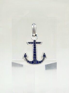 David Yurman Maritime Anchor Amulet Pendant w/ Blue Sapphire - RARE